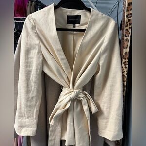 Banana Republic Beige Women's Blazer with Tie Front